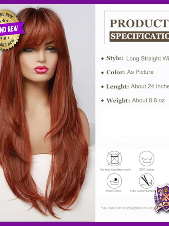 Long Straight Layered Human Hair Wig Lightweight Daily Party Use main image 6